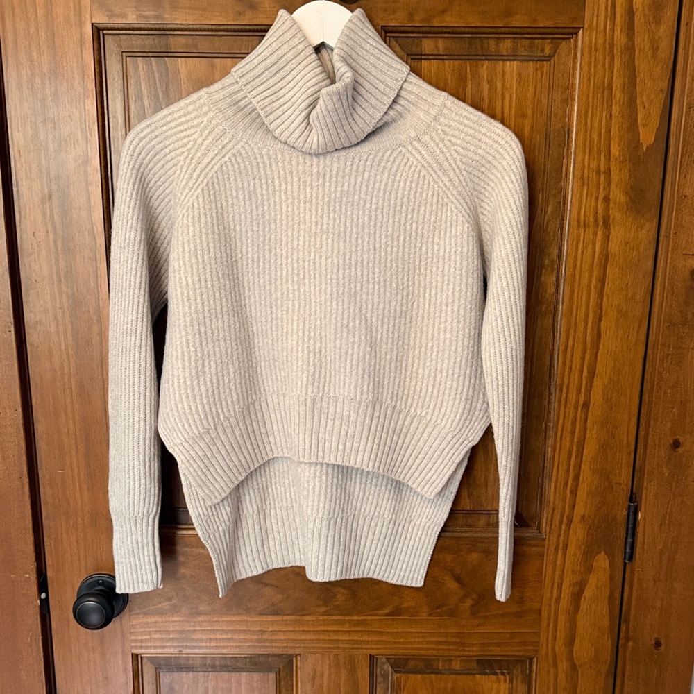 Wilfred Cream Ribbed Turtleneck Sweater